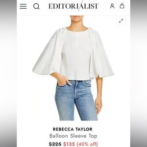 Rebecca Taylor Cream Balloon Sleeve Blouse M